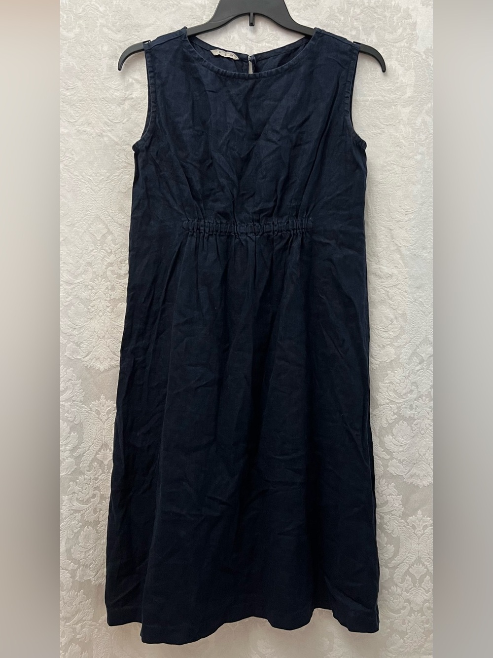 FLW Fog Linen Work Sleeveless Navy Blue Dress GUC One Size (See Measurements)